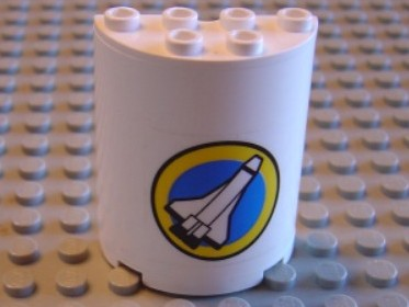 Lego Cylinder Half 2 x 4 x 4 with Shuttle Pattern (Sticker) - Set 6454