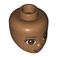 Lego Minidoll Head with Brown Eyes, Open Mouth, Dark Red Lipstick Print / Medium Nougat