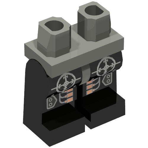 Lego Hips and Black Legs with Insectoids Silver and Copper Circuitry Print