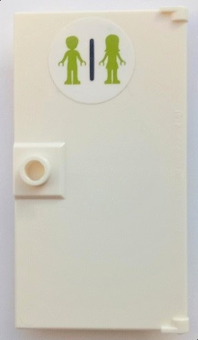 Lego Door 1 x 4 x 6 with Stud Handle with Lime Male and Female Mini Dolls Silhouettes (Unisex Restroom) Pattern (Sticker) - Set 41395 / White
