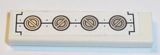 Lego Tile 1 x 4 with Black Lines and 4 Silver and Black Screws Pattern (Sticker) - Set 8108 / White