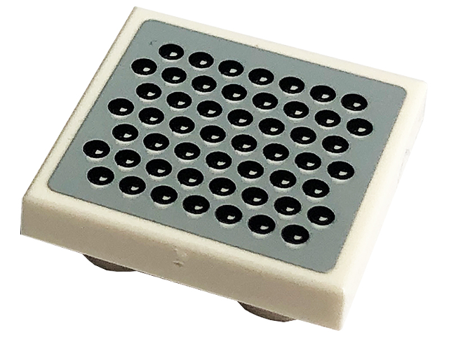 Lego Tile, Modified 2 x 2 Inverted with Black Dots on Dark Bluish Gray Background Pattern (Sticker) - Set 10266 / White