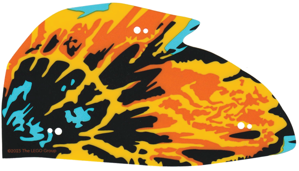 Lego Wing, Skimwing, Left, Large, Orange, Black, Yellow, and Trans-Light Blue Print