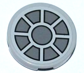 Lego Tile, Round 2 x 2 with SW Dark Bluish Gray Fan on Light Bluish Gray Background Pattern (Sticker) - Set 7965 / Light Bluish Gray