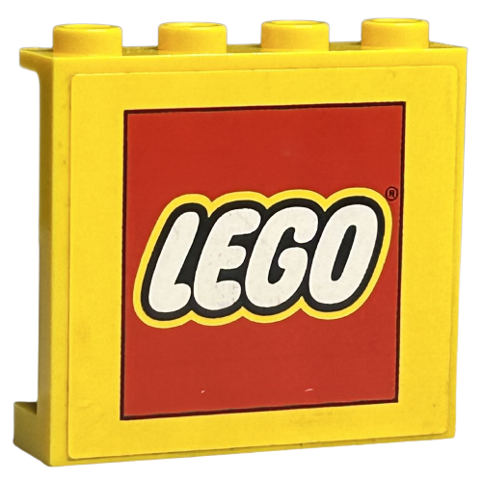 Lego Panel 1 x 4 x 3 with Side Supports - Hollow Studs with LEGO Logo Pattern (Sticker) - Set 60097 / Yellow