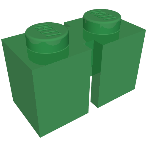 Lego Brick 1 x 2 with 2 Slots / Green
