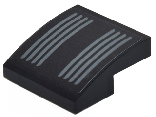 Lego Slope, Curved 2 x 2 x 2/3 with Dark Bluish Gray Vents Facing Right Pattern (Sticker) - Set 70911