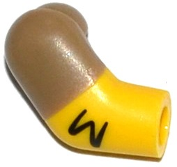 Lego Arm, Right with Dark Tan Short Sleeve and Hair Pattern / Yellow