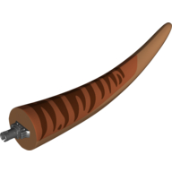 Lego Animal Body Part, Dinosaur, Tyrannosaurus Rex Tail, with Pin, Reddish Brown and Dark Orange Stripes Print / Medium Nougat