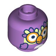 Lego Minifig Head Chattermax, Bird, Bright Light Orange Beak, Eyes, Bright Light Yellow and Lavender Feathers Print