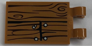 Lego Tile, Modified 2 x 3 with 2 Clips with Wood Grain and 4 Nails Pattern (Sticker) - Set 21310 / Medium Nougat