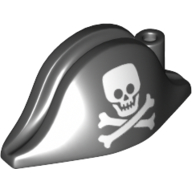 Lego Hat Pirate Bicorne with Skull & Bones print / Black