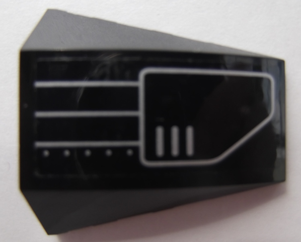 Lego Wedge 4 x 4 Triple Curved No Studs with Silver 3 Lines, 5 Dots and Vent Pattern Model Right Side (Sticker) - Set 7709
