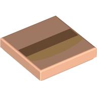 Lego Tile 2 x 2 with Nougat/Medium Nougat Stripes (Mouth) Print