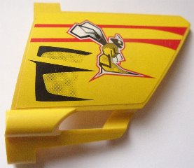 Lego Technic, Panel Fairing #22 Large Short, Small Hole, Side A with Bee and Red and Black Lines Pattern (Sticker) - Set 8166