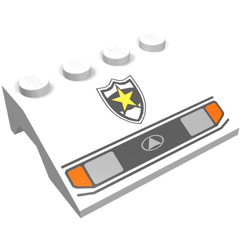 Lego Wheel Arch, Mudguard, Slope 3 x 4 with Police Yellow Star Badge/Lights Print / White