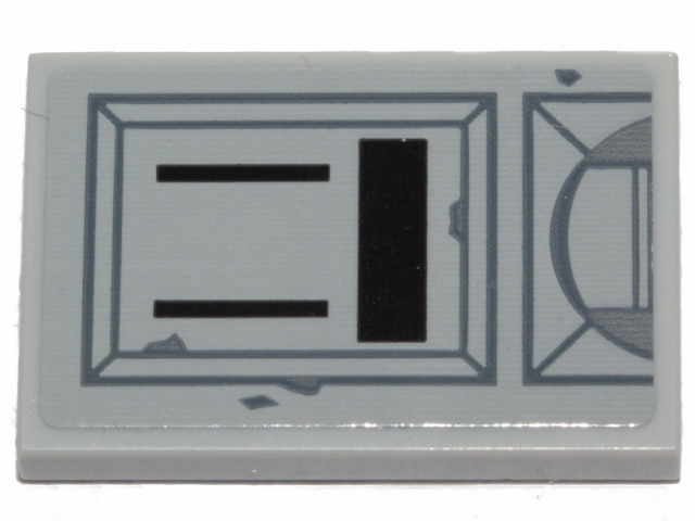 Lego Tile 2 x 3 with SW Clone Scout Walker Hull Plates Pattern (Sticker) - Set 75261 / Light Bluish Gray