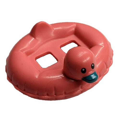 Lego Minifig Hipwear Duck Swim Ring / Floatie / Inflatable Black Eyes and Dark Turquoise Beak Print / Coral