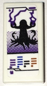 Lego Tile 1 x 2 with Ninjago Trading Card Game Garmadon Pattern (Sticker) - Set 70594 / White