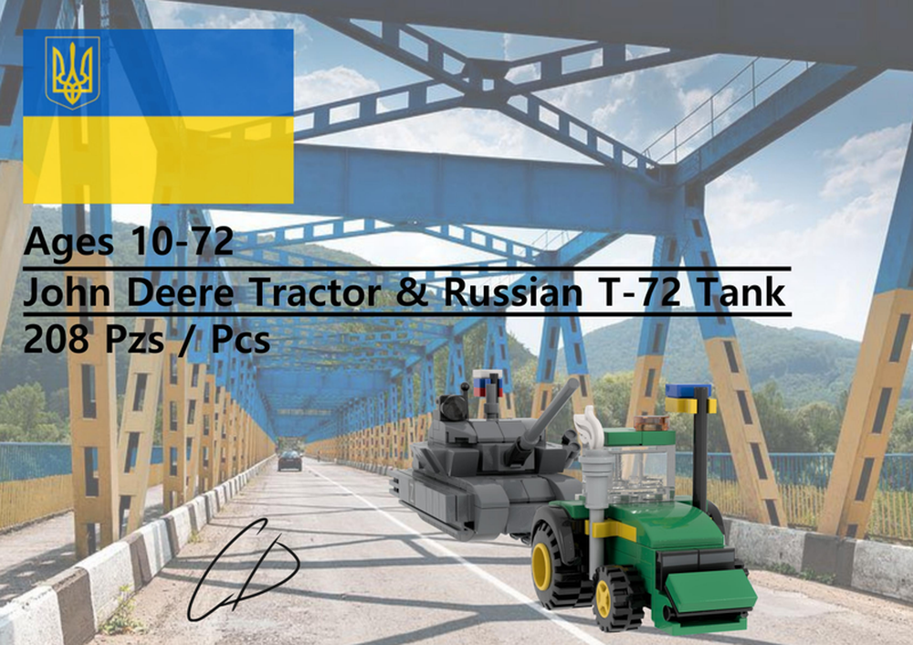 Lego John Deere Tractor & Russian T-72 – UKRAINE