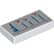 Lego Tile 1 x 2 with Medium Blue Checklist Print / White