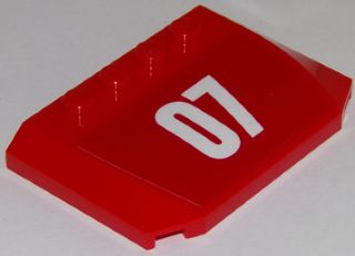 Lego Wedge 4 x 6 x 2/3 Triple Curved with White '07' on Red Background Pattern (Sticker) - Set 60107