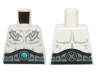 Lego Torso Fur with Dark Blue and Sand Blue Belt, Sand Blue Tribal Lines and Dark Azure Round Jewel (Chi) Pattern / White