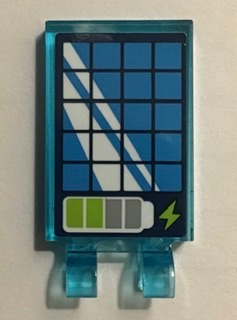 Lego Tile, Modified 2 x 3 with 2 Clips with Solar Panel and Battery Power Indicator Pattern (Sticker) - Set 41307