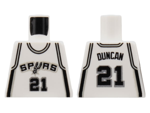 Lego Torso NBA San Antonio Spurs #21 Duncan Pattern / White