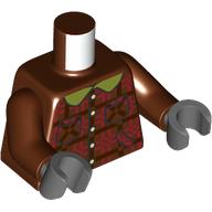 Lego Torso, Checkered Coat, Olive Green Collar print, Reddish Brown Arms, Light Bluish Gray Hands / Reddish Brown