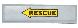 Lego Tile 1 x 4 with Yellow Arrow with 'RESCUE' Pointing Left Pattern (Sticker) - Set 70815