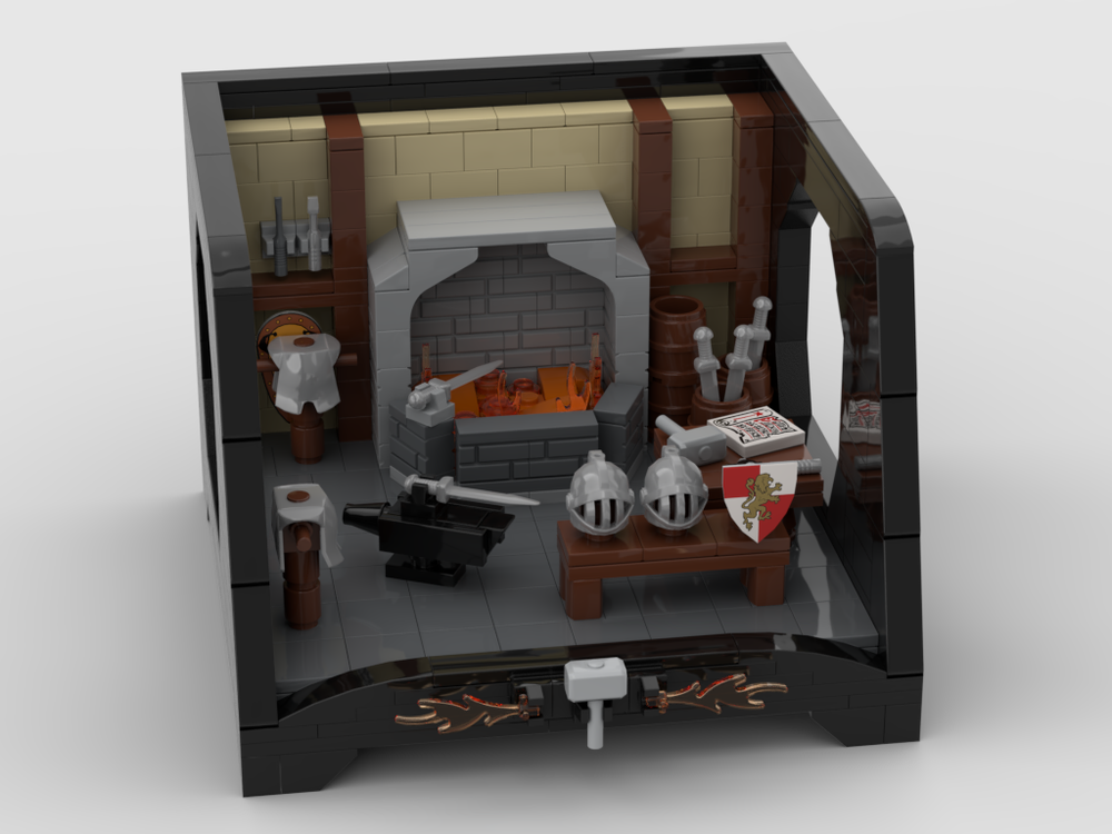 Lego Medieval Blacksmith with a special stand