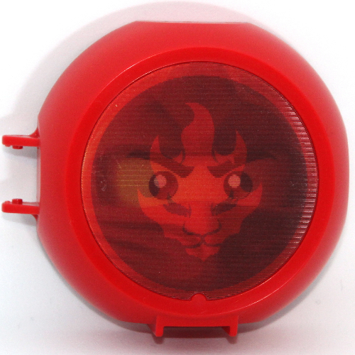 Lego Pod, Round, Half Front with Ninjago Kai Sticker / Red