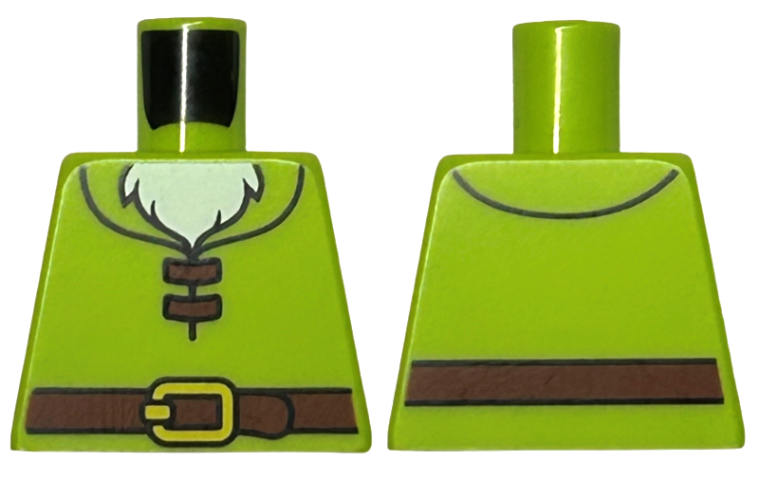 Lego Torso Shirt with Reddish Brown Belt with Yellow Buckle, White Beard Pattern