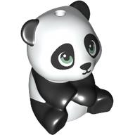 Lego Animal, Panda, Baby, Sitting with Closed Mouth, Sand Green Eyes print / White