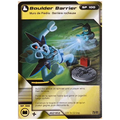 Lego Trading Card, Ninjago Deck #1: 75 - Boulder Barrier - International Version / [No Color/Any Color]