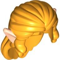 Lego Hair Long Broad with Light Nougat Ears Pattern / Ochre Yellow