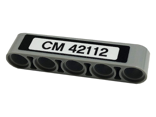 Lego Technic, Liftarm Thick 1 x 5 with 'CM 42112' Pattern (Sticker) - Set 42112 / Light Bluish Gray