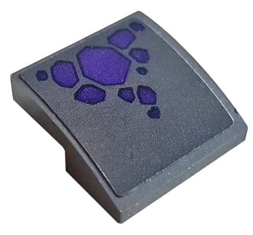 Lego Slope, Curved 2 x 2 x 2/3 with Dark Purple Lava Pattern (Sticker) - Set 70359 / Dark Bluish Gray