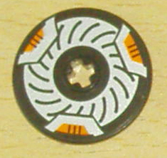 Lego Technic, Disk 3 x 3 with Disk Brake Orange Caliper Pattern (Sticker) - Set 8516