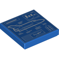 Lego Tile 2 x 2 with Space Shuttle Blueprint Print
