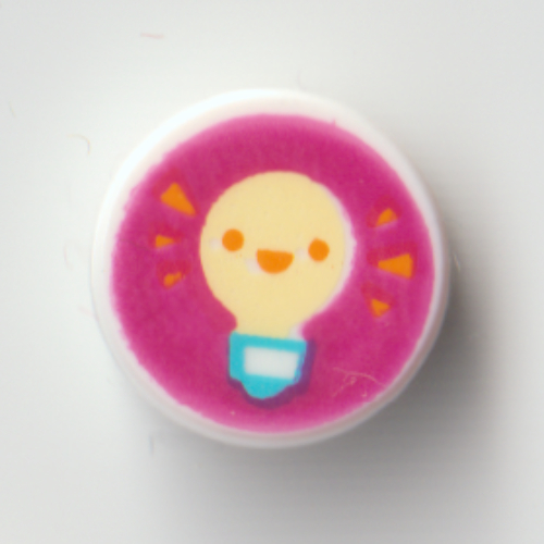 Lego Tile Round 1 x 1 with Light Bulb on Magenta Background Print