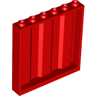 Lego Panel 1 x 6 x 5 [Vertical Corrugated] / Red