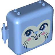 Lego Pod, Square 3 x 8 x 6 2/3 [Male] with Bright Light Blue Bunny Print / Medium Blue