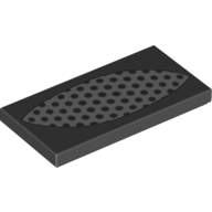 Lego Tile 2 x 4 with Silver Grid Print / Black