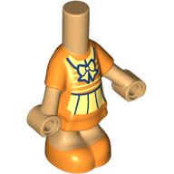Lego Microdoll Body Short Dress Orange, Bright Light Yellow Shirt and Bow Print / Warm Tan
