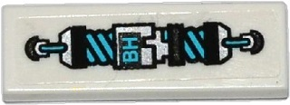 Lego Tile 1 x 3 with 'BH' and Black, Silver and Medium Azure Shock Absorber Pattern (Sticker) - Set 70169