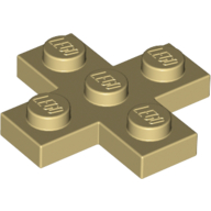 Lego Plate 3 x 3 Cross / Tan