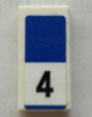 Lego Tile 1 x 2 with Black Number 4 and Blue Rectangle Pattern (Sticker) - Set 75873