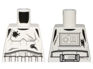 Lego Torso SW Armor Stormtrooper, Detailed Armor without Shoulder Belts, Battle Damage with Scratches and Holes Pattern / White